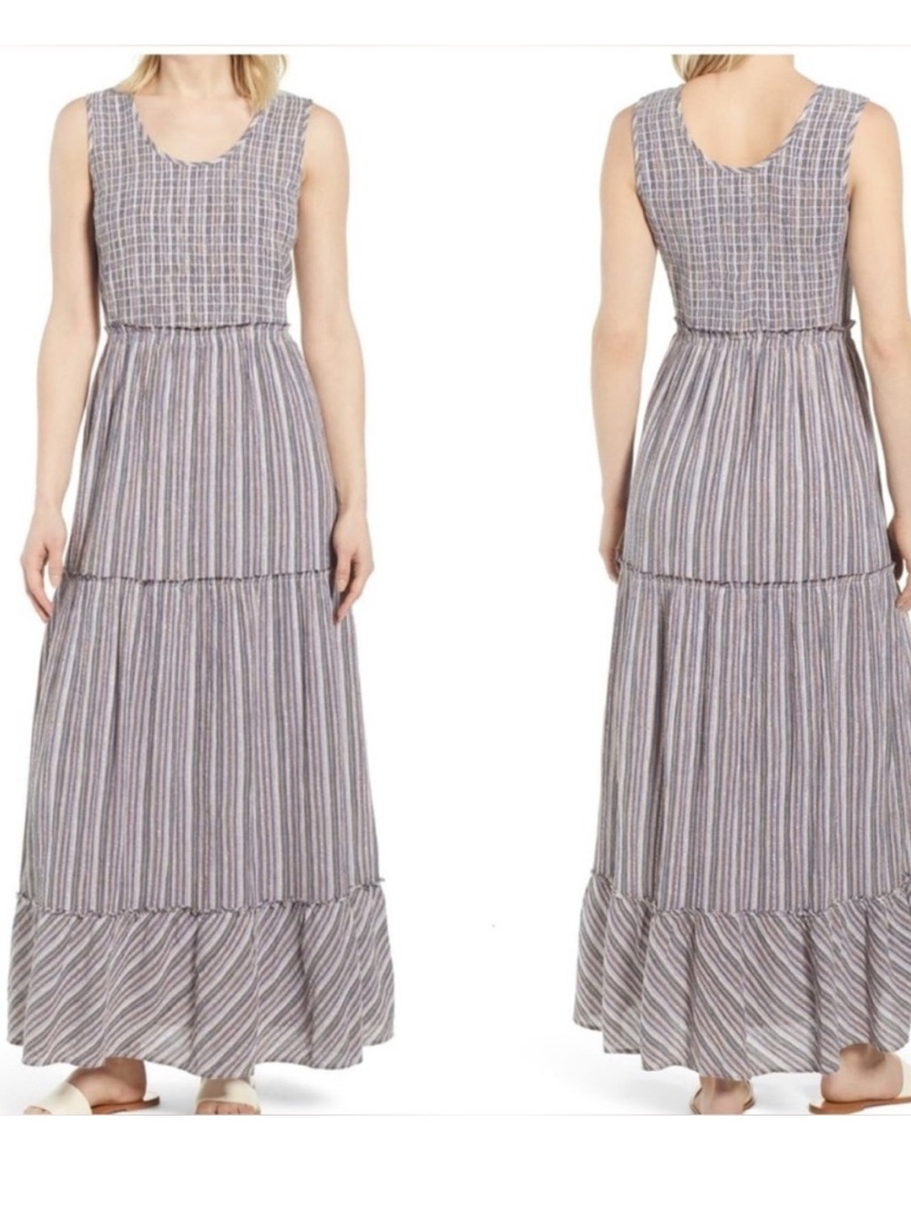 NWT Caslon Cottagecore Nordstrom Navy and White Striped Sleeveless Maxi Dress